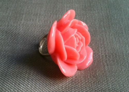 Bague Fleur Rose Saumon