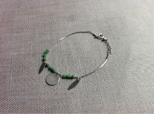 Bracelet Serpentin Vert Breloques Argentées